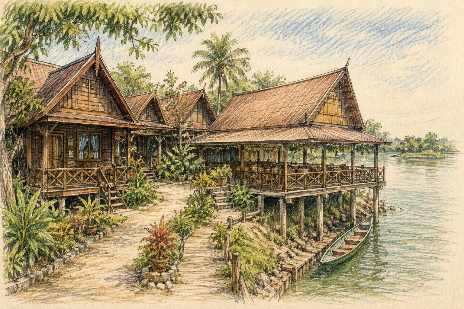 Boonmy Bungalows And Restaurant Don Det 4000 Islands on Don Det
