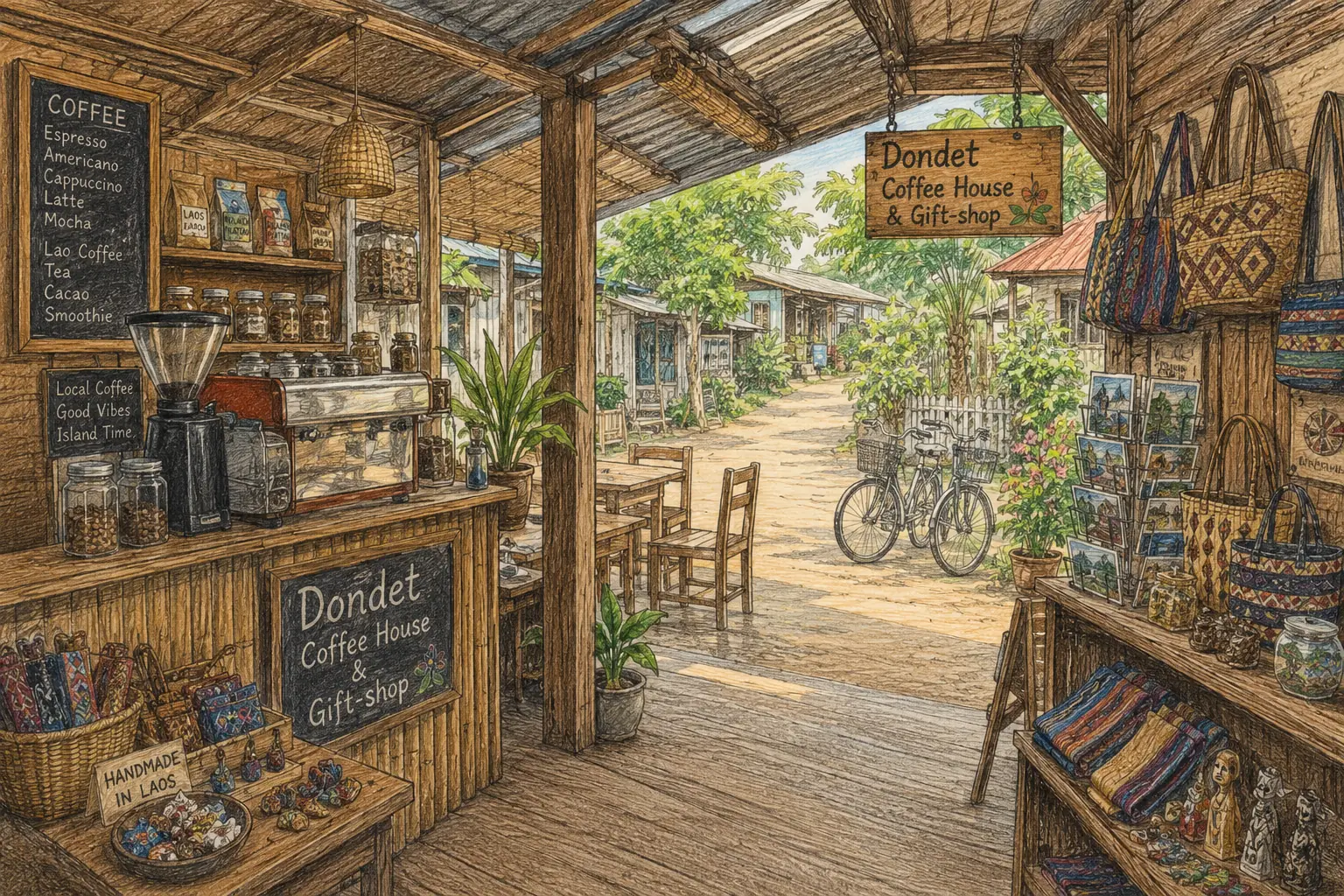 Dondet Coffee House and Gift Shop on Don Det