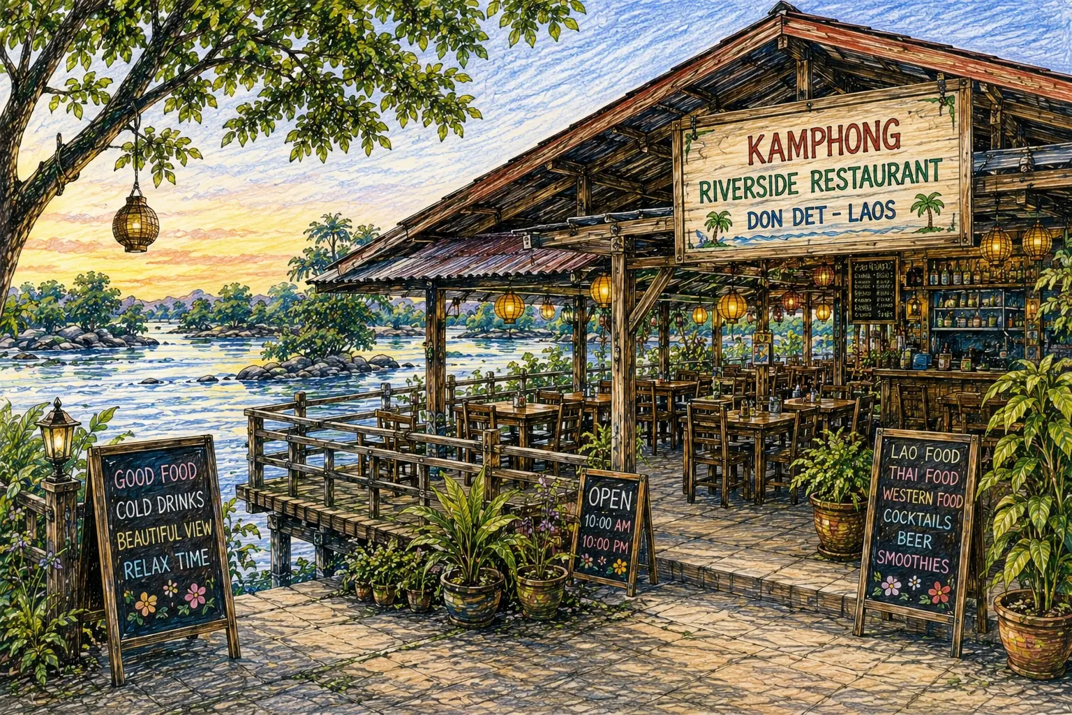 Kamphong Riverside Restaurant on Don Det
