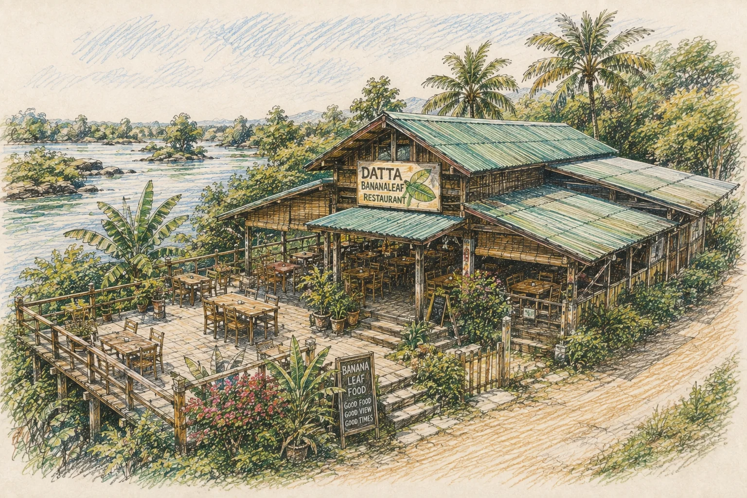Datta Bananaleaf Restaurant on Don Det