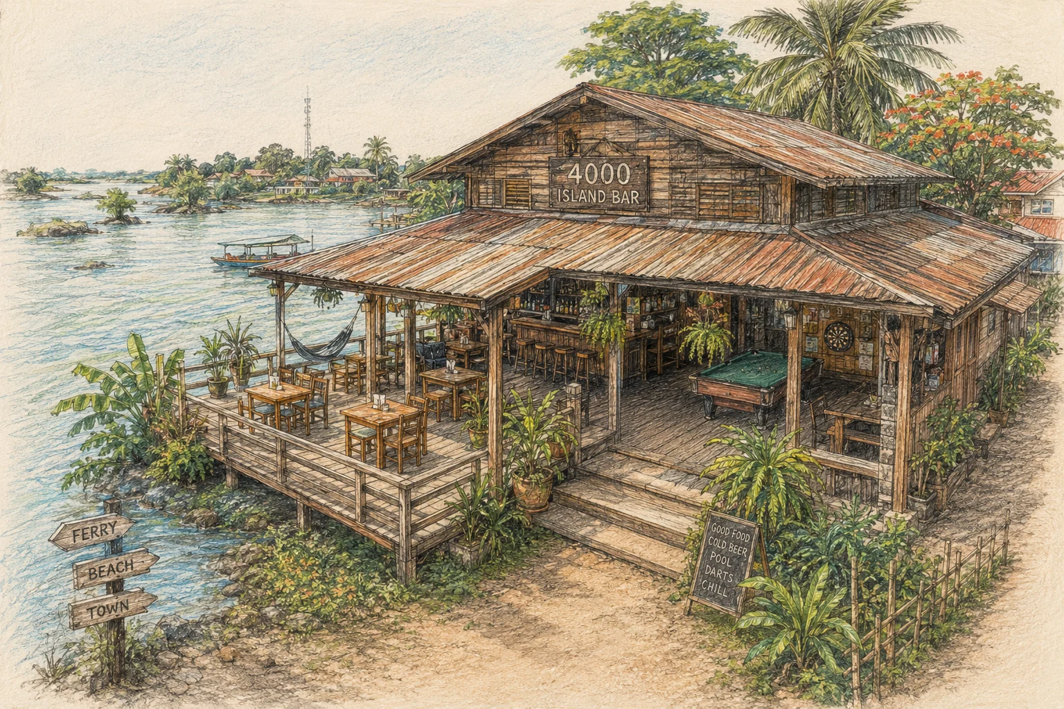 The 4000 Island Bar on Don Det
