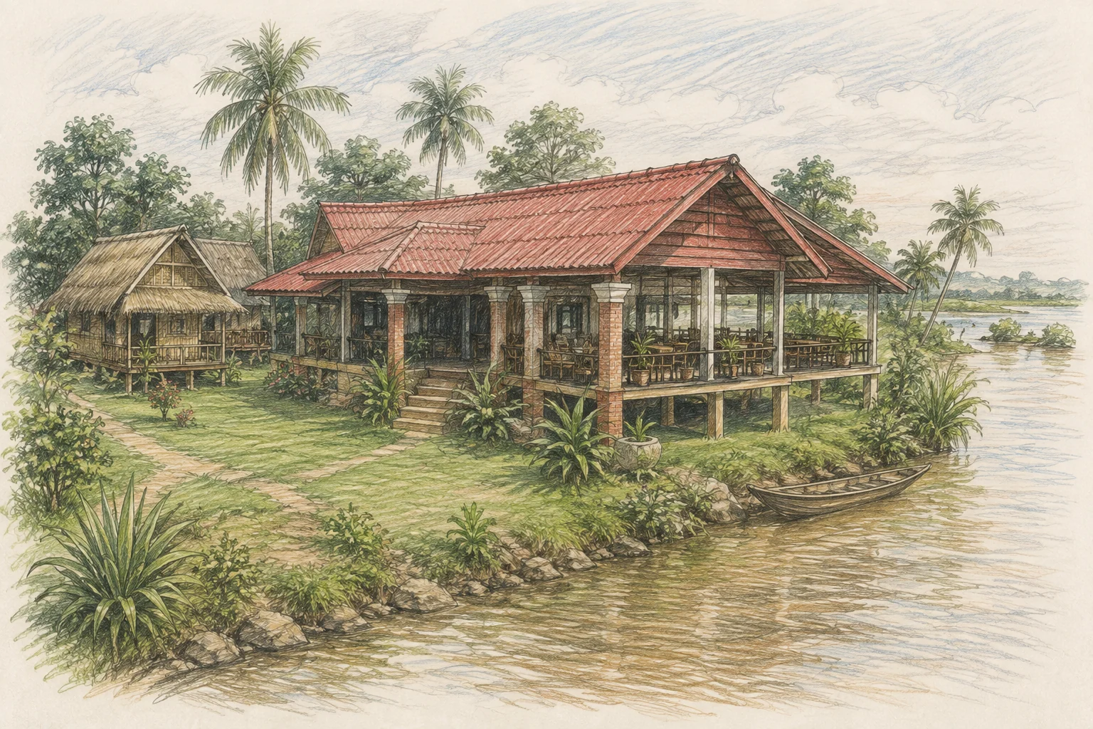 The Boathouse restaurant on Don Det