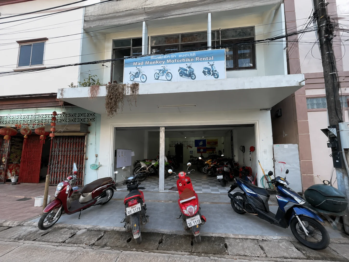 Motorcycles at Mad Monkey Motorcycle rental in Thakhek